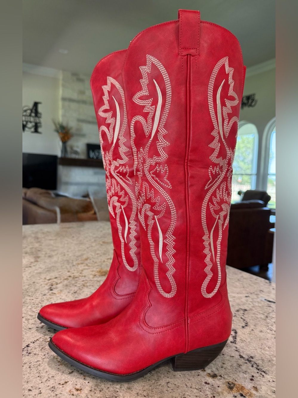 Mi.iM Red "Kevin" Western Embroidered Cowboy Boots